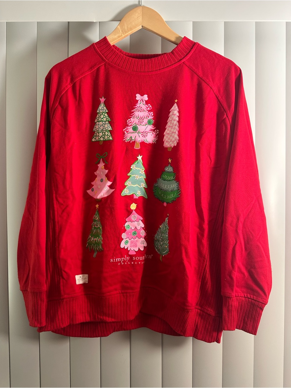 Simply Southern Oversized Red Christmas Tree Graphic Crewneck Sweater - Picture 5 of 5